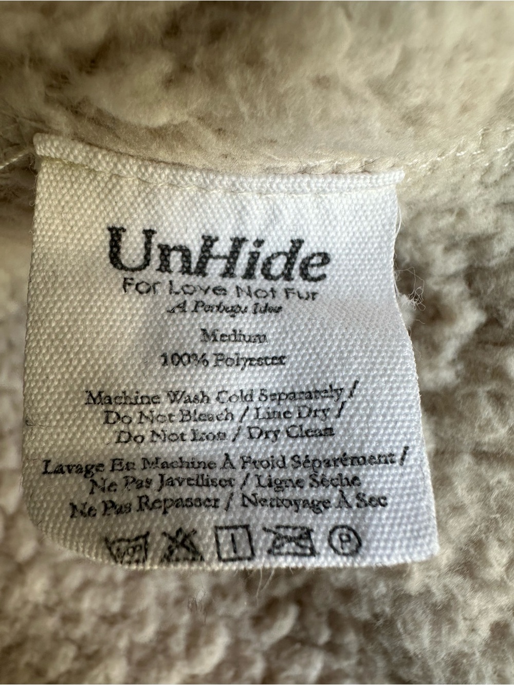 UnHide Hooded Teddy Jacket in Cream size medium - Picture 9 of 12